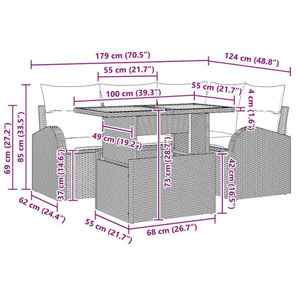 vidaXL Garten-Sofa-Set mit Kissen 5 pcs Beige und Creme