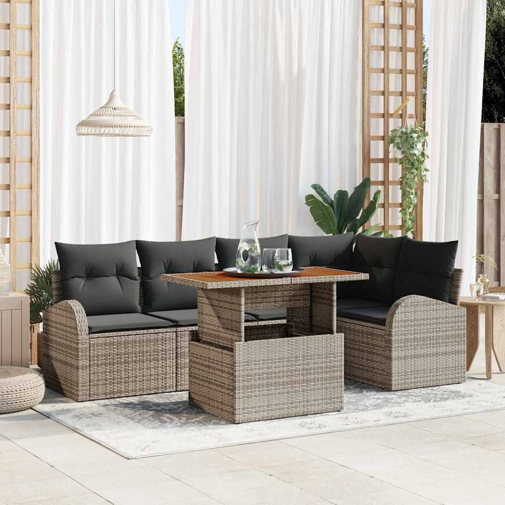 vidaXL Salon de jardin avec coussins 6 pcs Gris
