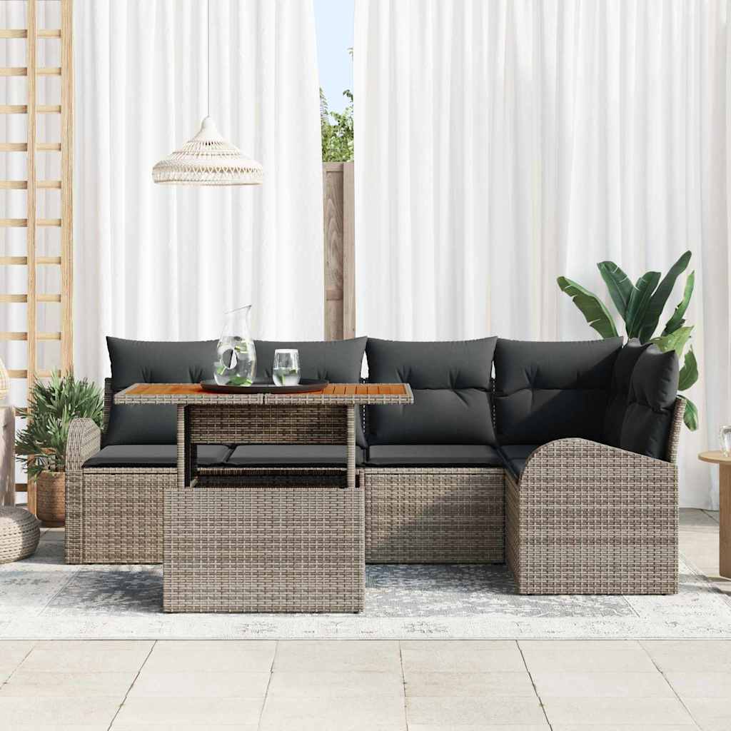 vidaXL Salon de jardin avec coussins 6 pcs Gris