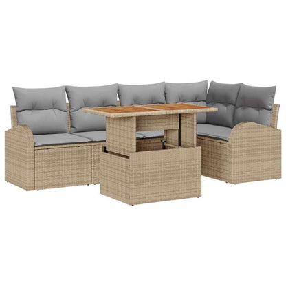 Garten-Sofa-Set mit Kissen 6 pcs Beige und Hellgrau