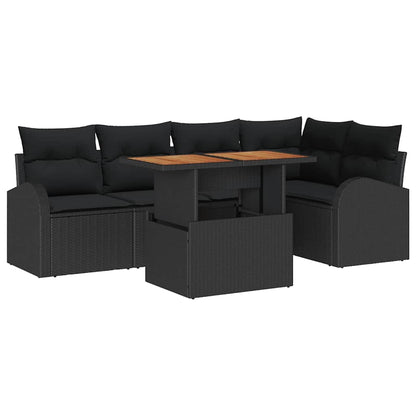 Garten-Sofa-Set mit Kissen 6 pcs Schwarz