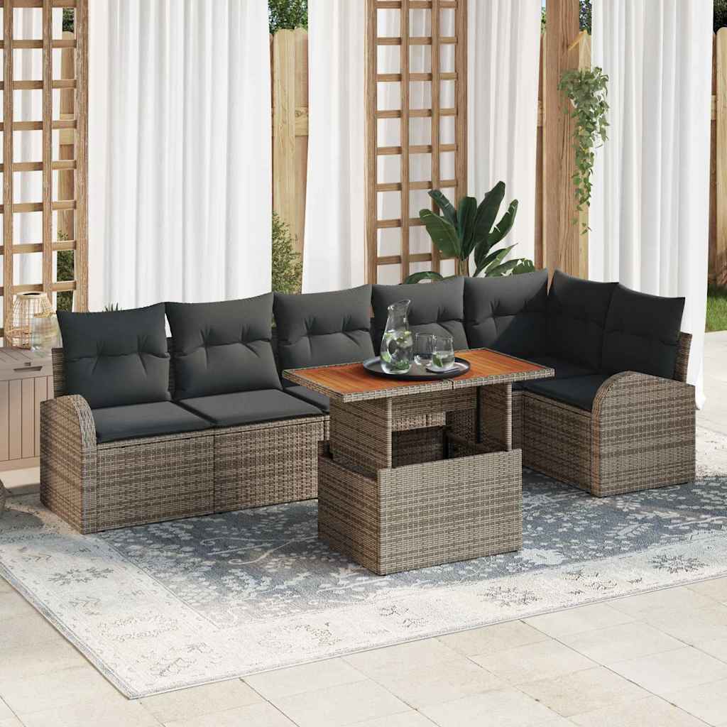vidaXL Salon de jardin avec coussins 7 pcs Gris