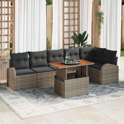 vidaXL Salon de jardin avec coussins 7 pcs Gris