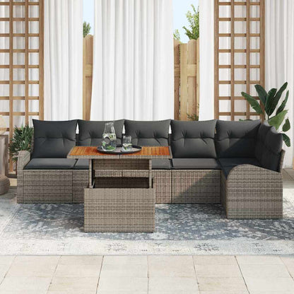 vidaXL Salon de jardin avec coussins 7 pcs Gris