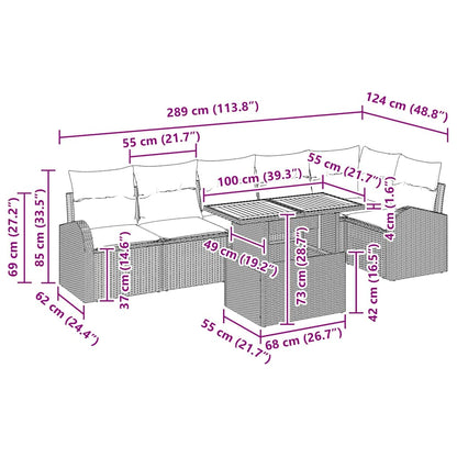 vidaXL Salon de jardin avec coussins 7 pcs Gris
