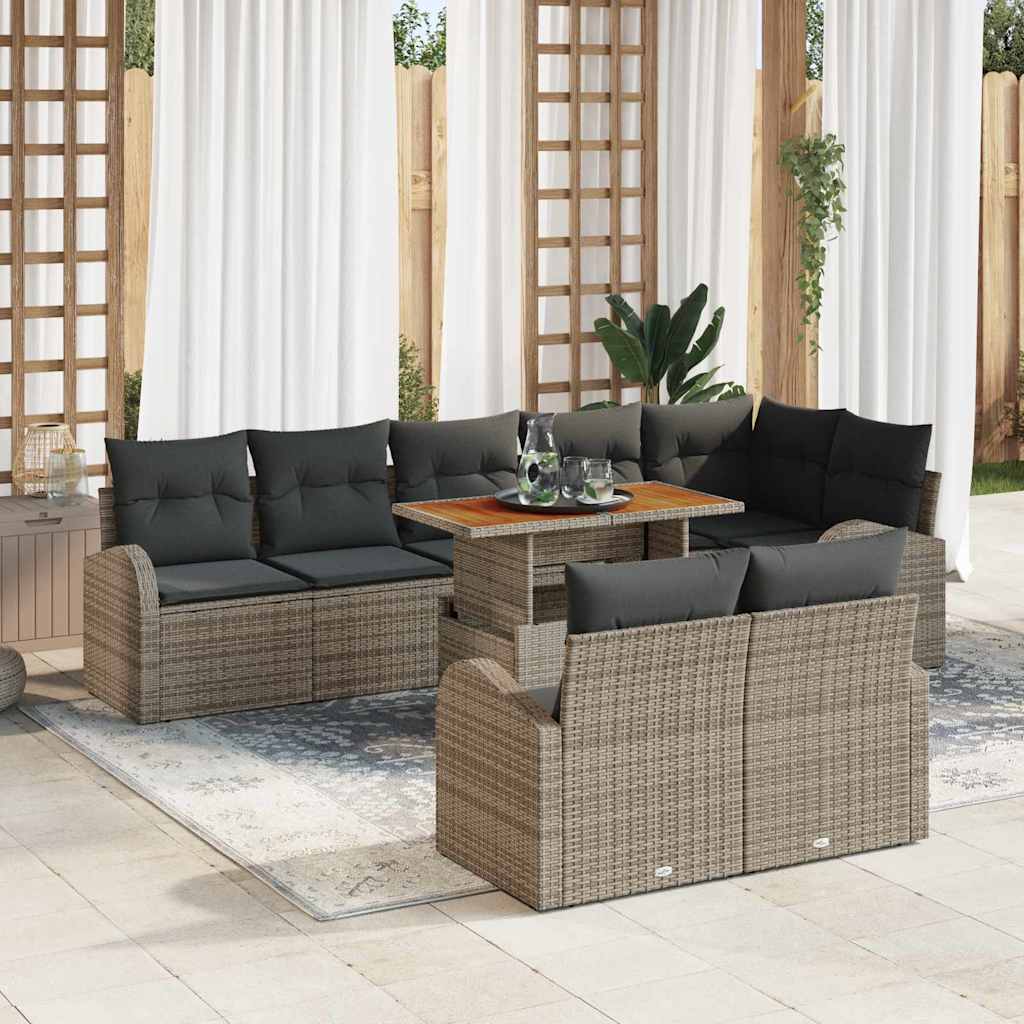 vidaXL Salon de jardin avec coussins 9 pcs Gris