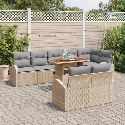 Garten-Sofa-Set mit Kissen 9 pcs Beige und Hellgrau