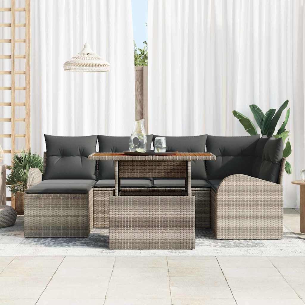 vidaXL Salon de jardin avec coussins 7 pcs Gris