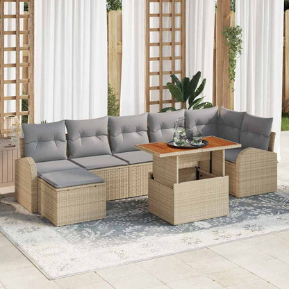 Garten-Sofa-Set mit Kissen 8 pcs Beige und Hellgrau