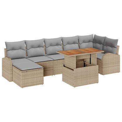 Garten-Sofa-Set mit Kissen 8 pcs Beige und Hellgrau