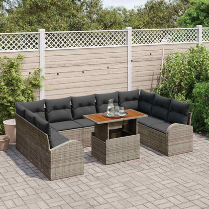 vidaXL Salon de jardin avec coussins 10 pcs Gris