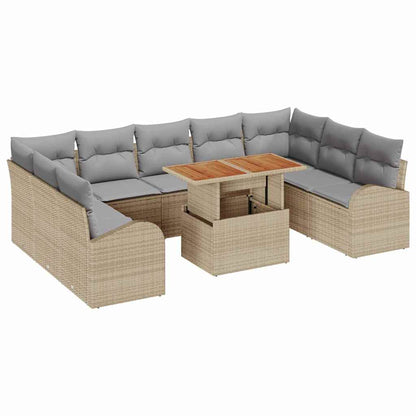 Garten-Sofa-Set mit Kissen 10 pcs Beige und Hellgrau