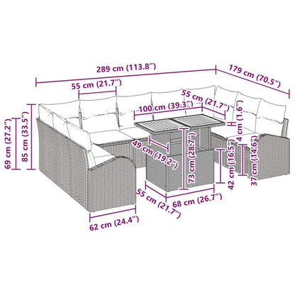 Garten-Sofa-Set mit Kissen 10 pcs Beige und Hellgrau