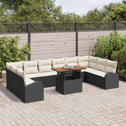 Garten-Sofa-Set mit Kissen 11 pcs Schwarz und Creme