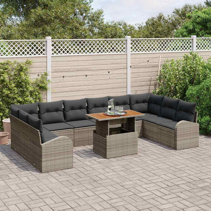 vidaXL Ensemble de canapés de jardin avec coussins 11 pcs Gris