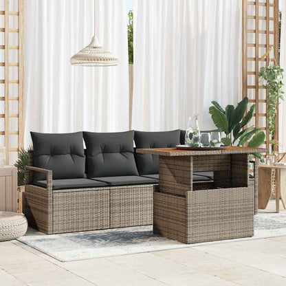 Garten-Sofa-Set mit Kissen 5 pcs Grau