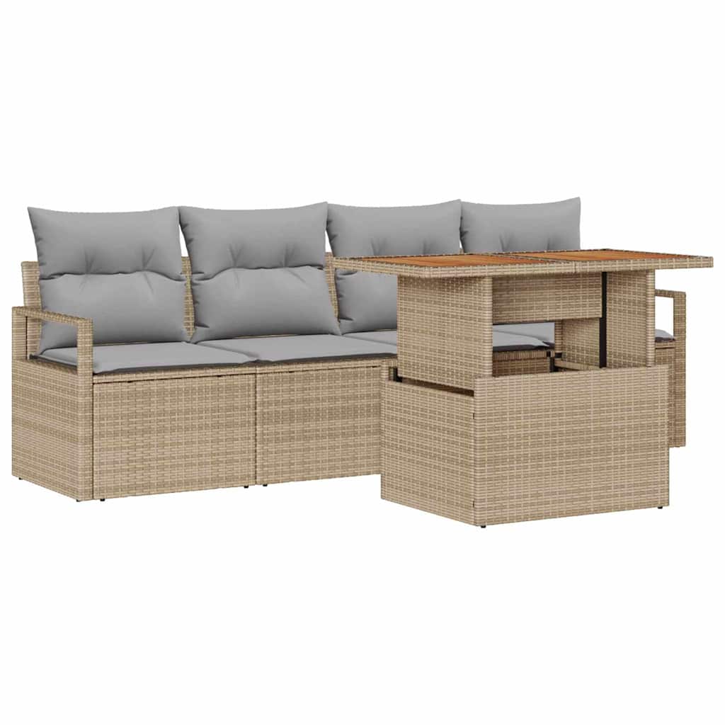 vidaXL Ensemble de canapés de jardin avec coussins 5 pcs Beige et Gris clair