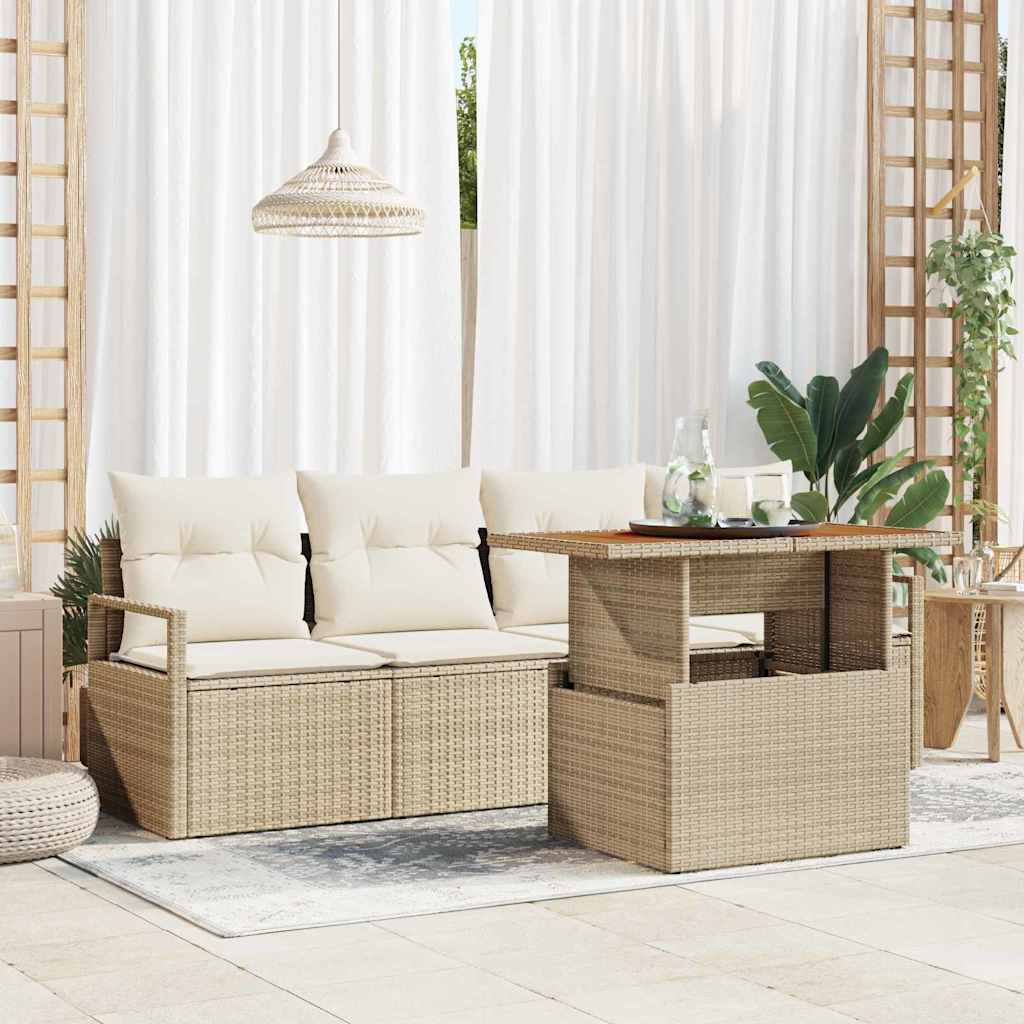 vidaXL Ensemble de canapés de jardin avec coussins 5 pcs Beige et crème