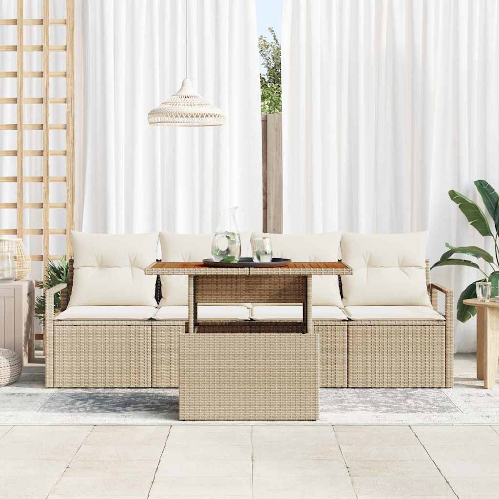 vidaXL Ensemble de canapés de jardin avec coussins 5 pcs Beige et crème