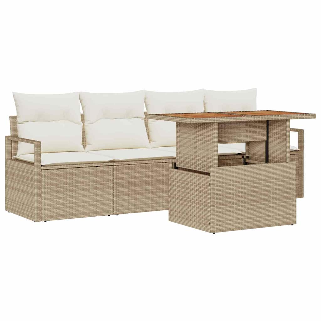 vidaXL Ensemble de canapés de jardin avec coussins 5 pcs Beige et crème