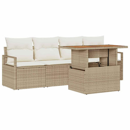 vidaXL Ensemble de canapés de jardin avec coussins 5 pcs Beige et crème