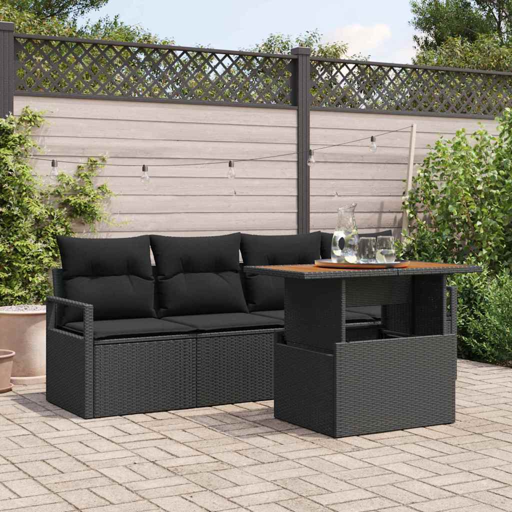 vidaXL Ensemble de canapés de jardin avec coussins 5 pcs Noir