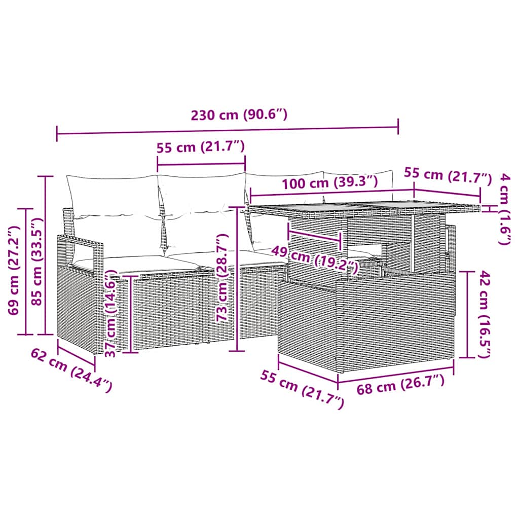 vidaXL Ensemble de canapés de jardin avec coussins 5 pcs Noir