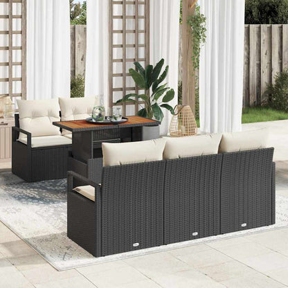 Garten-Sofa-Set mit Kissen 6 pcs Schwarz und Creme