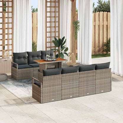 Garten-Sofa-Set mit Kissen mit Kissen 8 pcs Grau und Braun