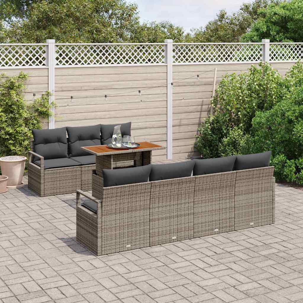 Garten-Sofa-Set mit Kissen mit Kissen 8 pcs Grau und Braun