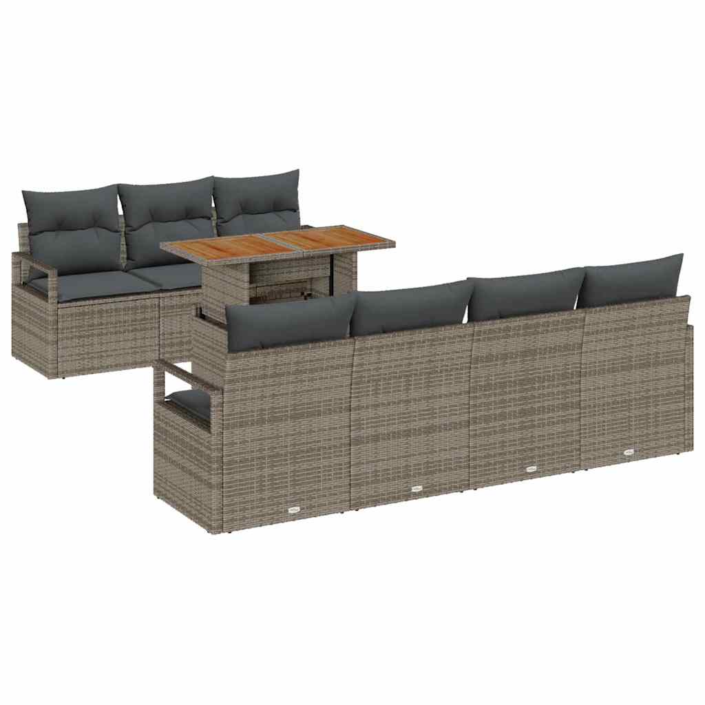 Garten-Sofa-Set mit Kissen mit Kissen 8 pcs Grau und Braun