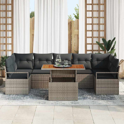 Garten-Sofa-Set mit Kissen mit Kissen 8 pcs Grau und Braun