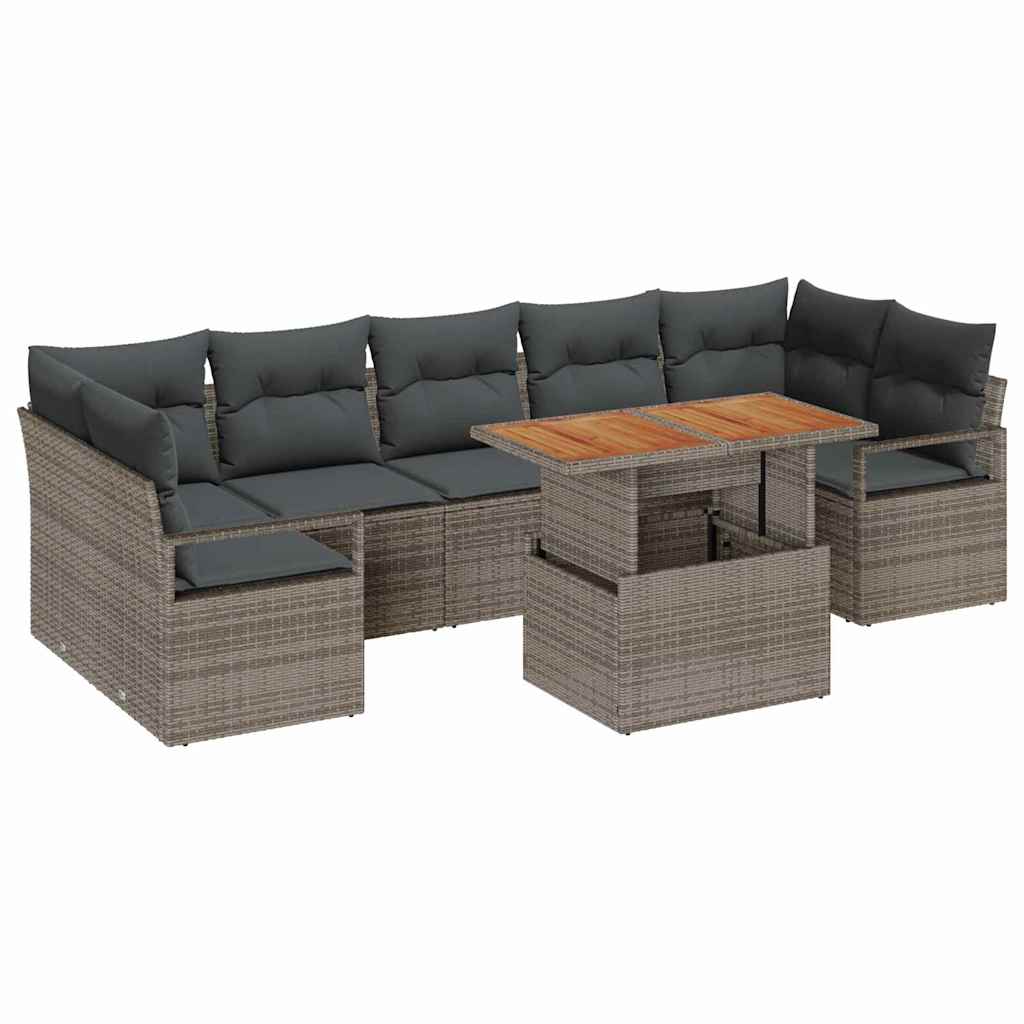 Garten-Sofa-Set mit Kissen mit Kissen 8 pcs Grau und Braun