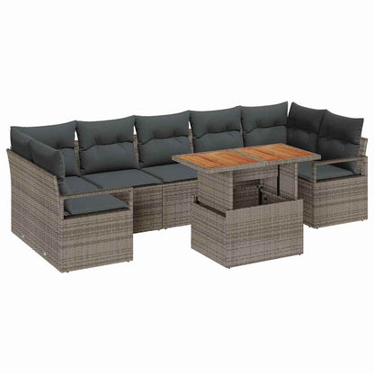 Garten-Sofa-Set mit Kissen mit Kissen 8 pcs Grau und Braun