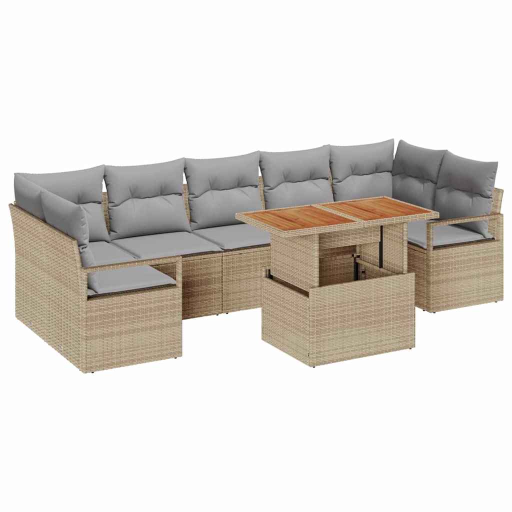 Garten-Sofa-Set mit Kissen mit Kissen 8 pcs Beige und Grau