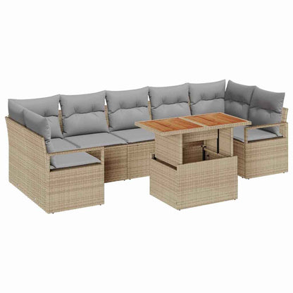 Garten-Sofa-Set mit Kissen mit Kissen 8 pcs Beige und Grau