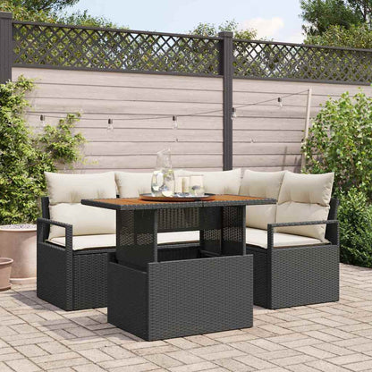 vidaXL Garten Essgruppe mit Kissen 5 pcs Schwarz und Creme