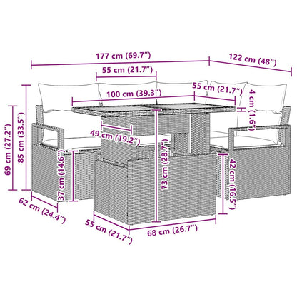 vidaXL Garten Essgruppe mit Kissen 5 pcs Schwarz und Creme