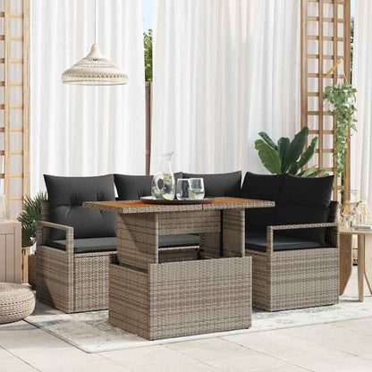vidaXL Garten Essgruppe mit Kissen 5 pcs Grau und Braun