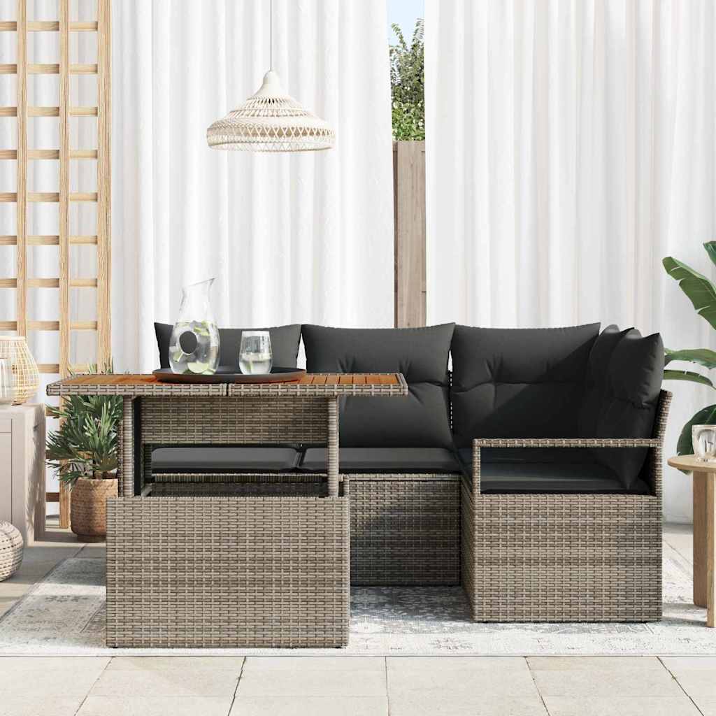 vidaXL Garten Essgruppe mit Kissen 5 pcs Grau und Braun