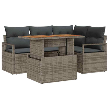 vidaXL Garten Essgruppe mit Kissen 5 pcs Grau und Braun