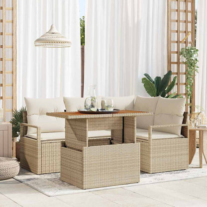vidaXL Garten Essgruppe mit Kissen 5 pcs Beige und Creme