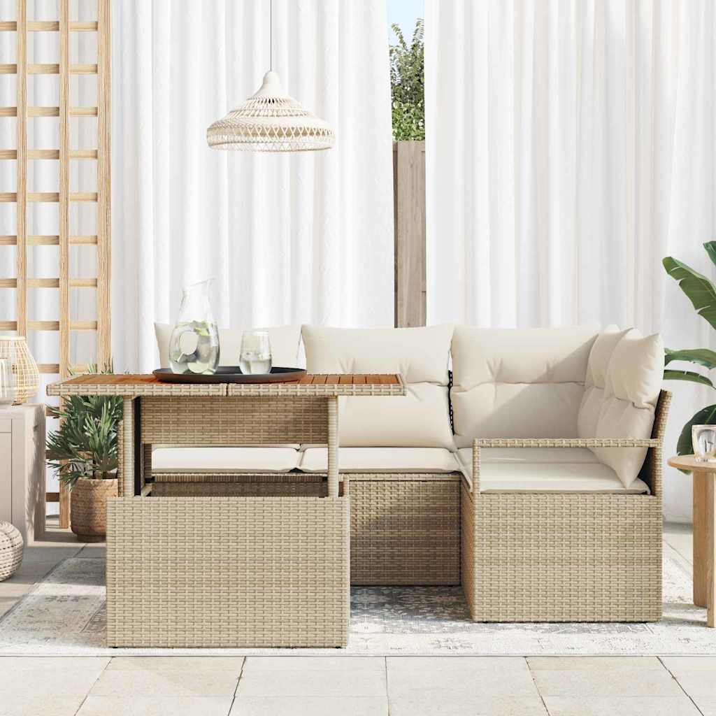 vidaXL Garten Essgruppe mit Kissen 5 pcs Beige und Creme