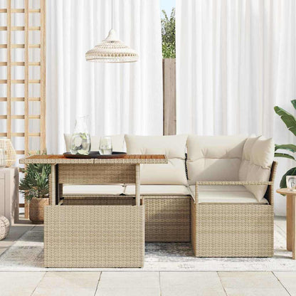 vidaXL Garten Essgruppe mit Kissen 5 pcs Beige und Creme