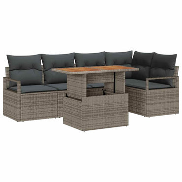 vidaXL Garten Essgruppe mit Kissen 6 pcs Grau und Braun