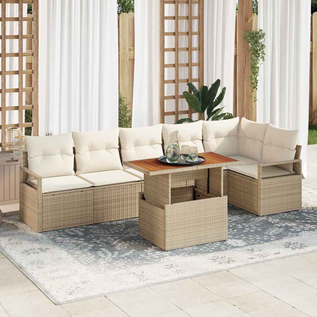 Garten Essgruppe mit Kissen 7 pcs Beige und Creme