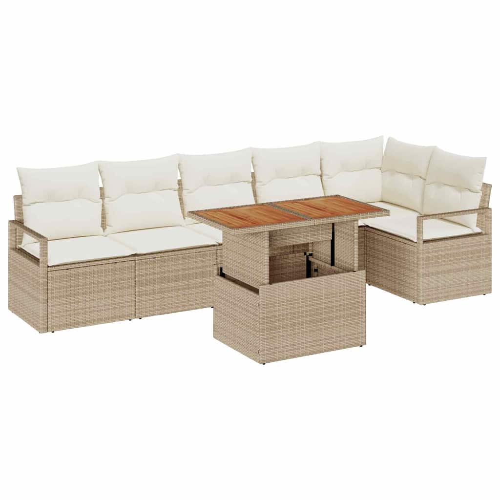 Garten Essgruppe mit Kissen 7 pcs Beige und Creme