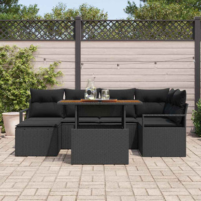 Garten Essgruppe mit Kissen 7 pcs Schwarz und Braun