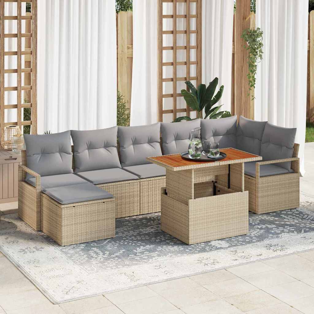 vidaXL Garten Essgruppe mit Kissen 8 pcs Beige und Grau