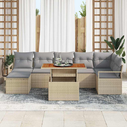 vidaXL Garten Essgruppe mit Kissen 8 pcs Beige und Grau